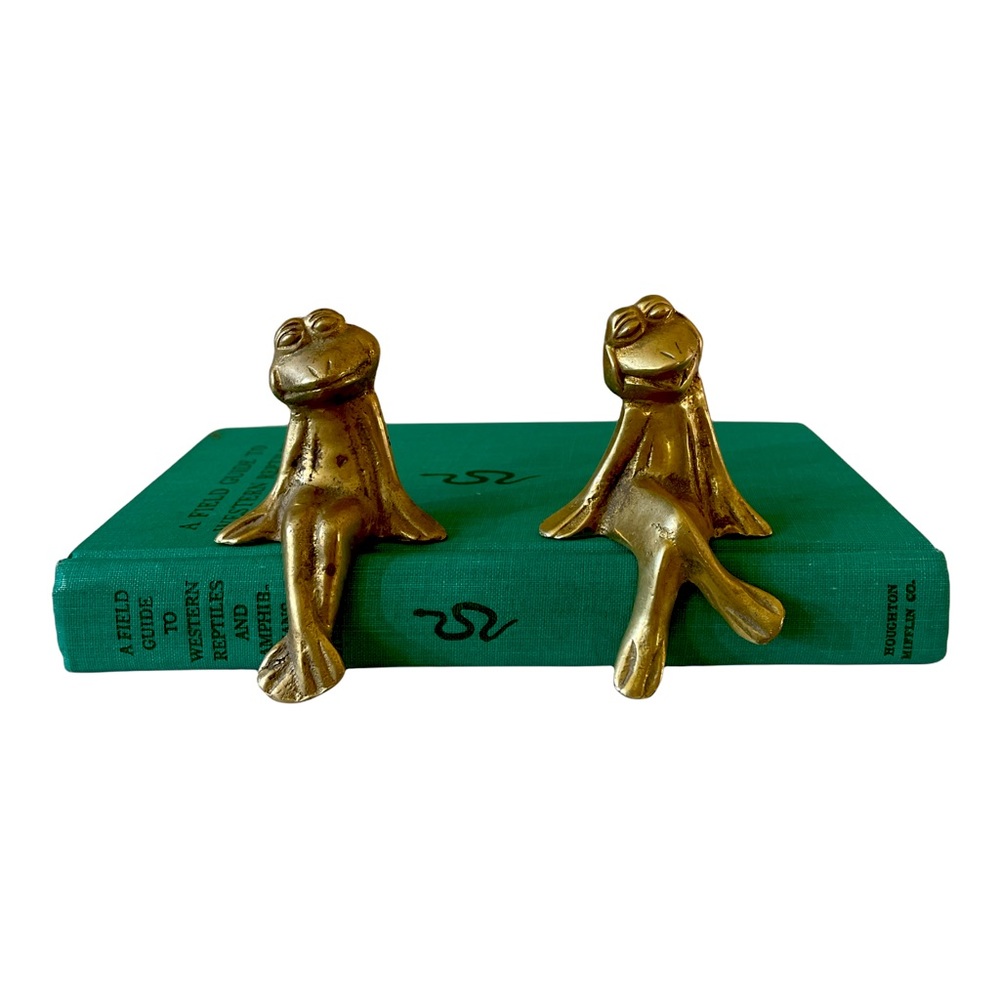 Vintage Brass Sitting Frogs